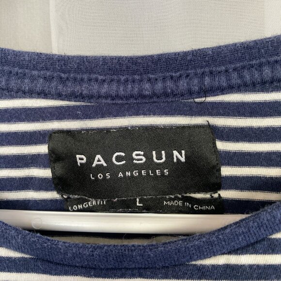 Pacsun long sleeved navy blue white stripe tshirt, Size L - Picture 2 of 5
